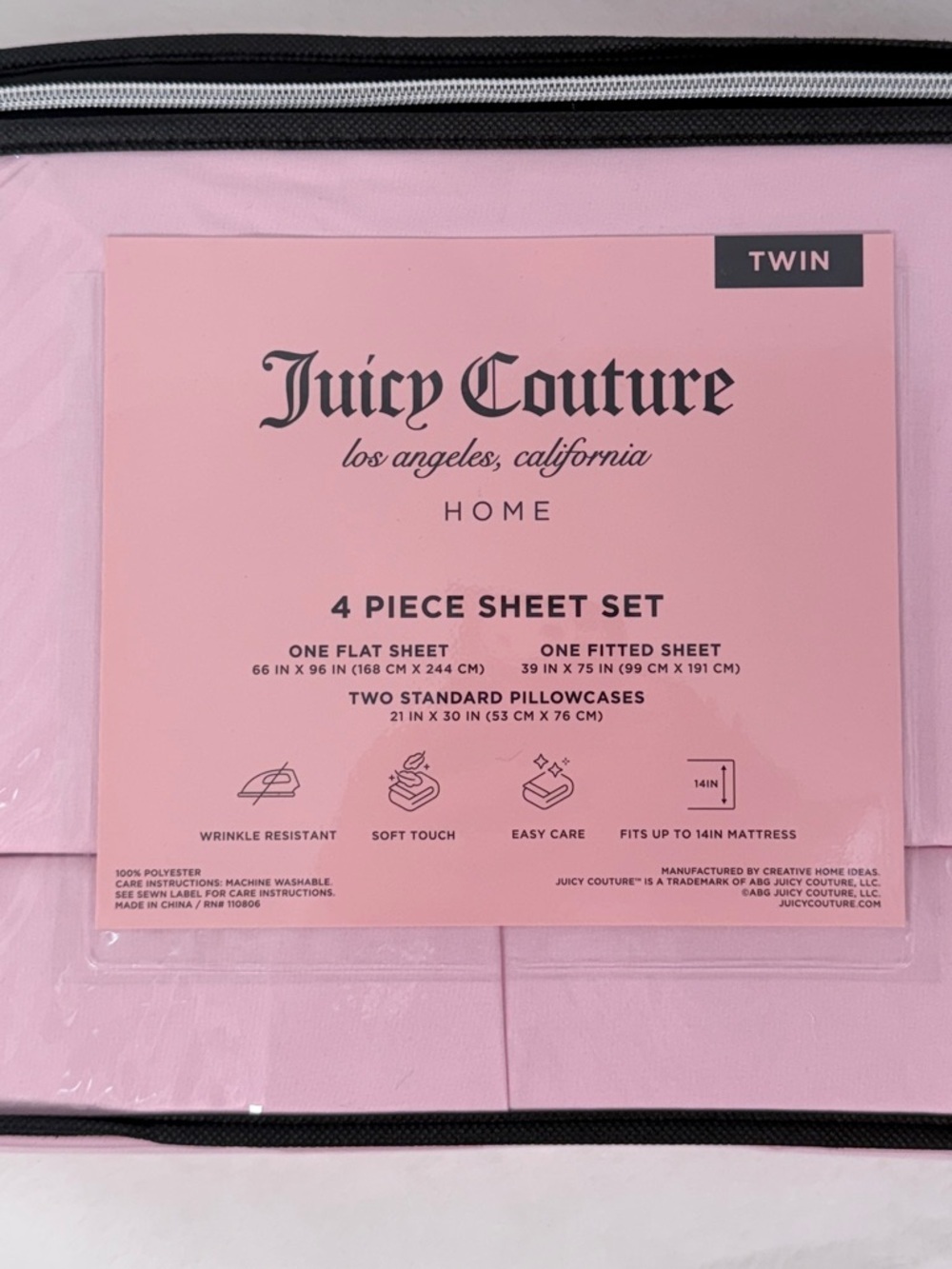 Juicy Couture Twin Pink Sheet Set 4 Piece Bedding Set Soft Dorm Bedding - Picture 6 of 7